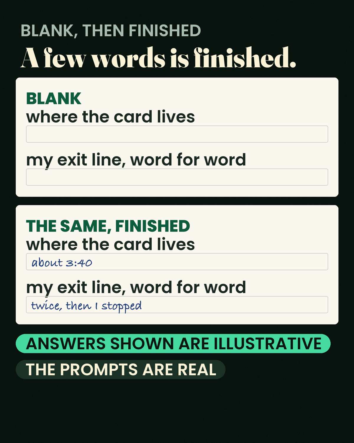 Autistic Burnout & Shutdown — A blank worksheet, and the same sheet completed. Finished means a few words, not an essay