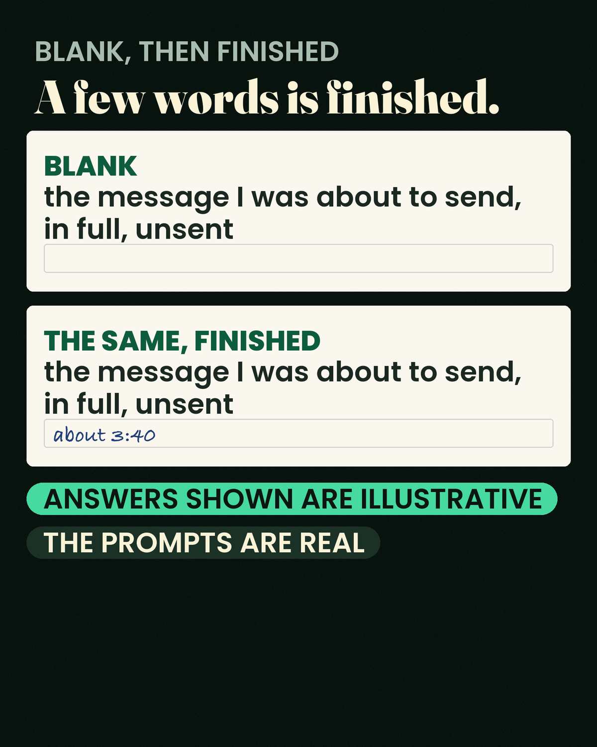 Relationship Anxiety — A blank worksheet, and the same sheet completed. Finished means a few words, not an essay