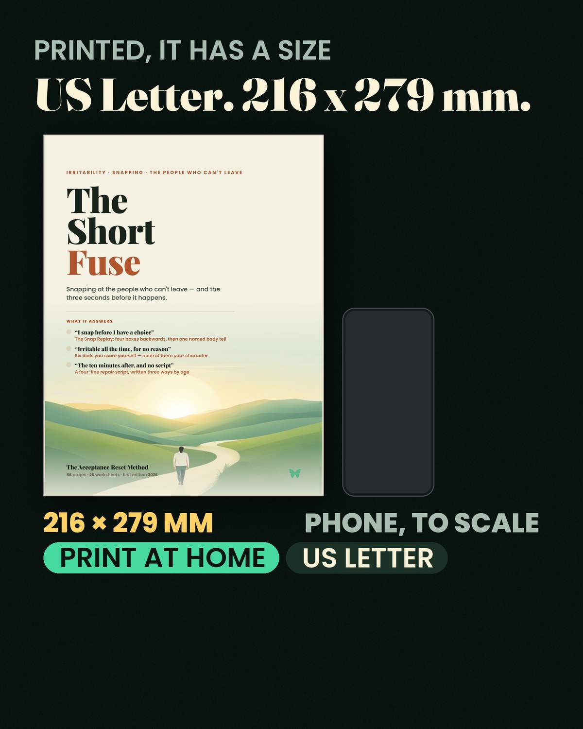 The Short Fuse — Printed at US Letter, 216 × 279 mm — it sits where you need it